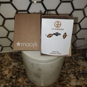 Sterling Silver CZ Football Stud Earrings